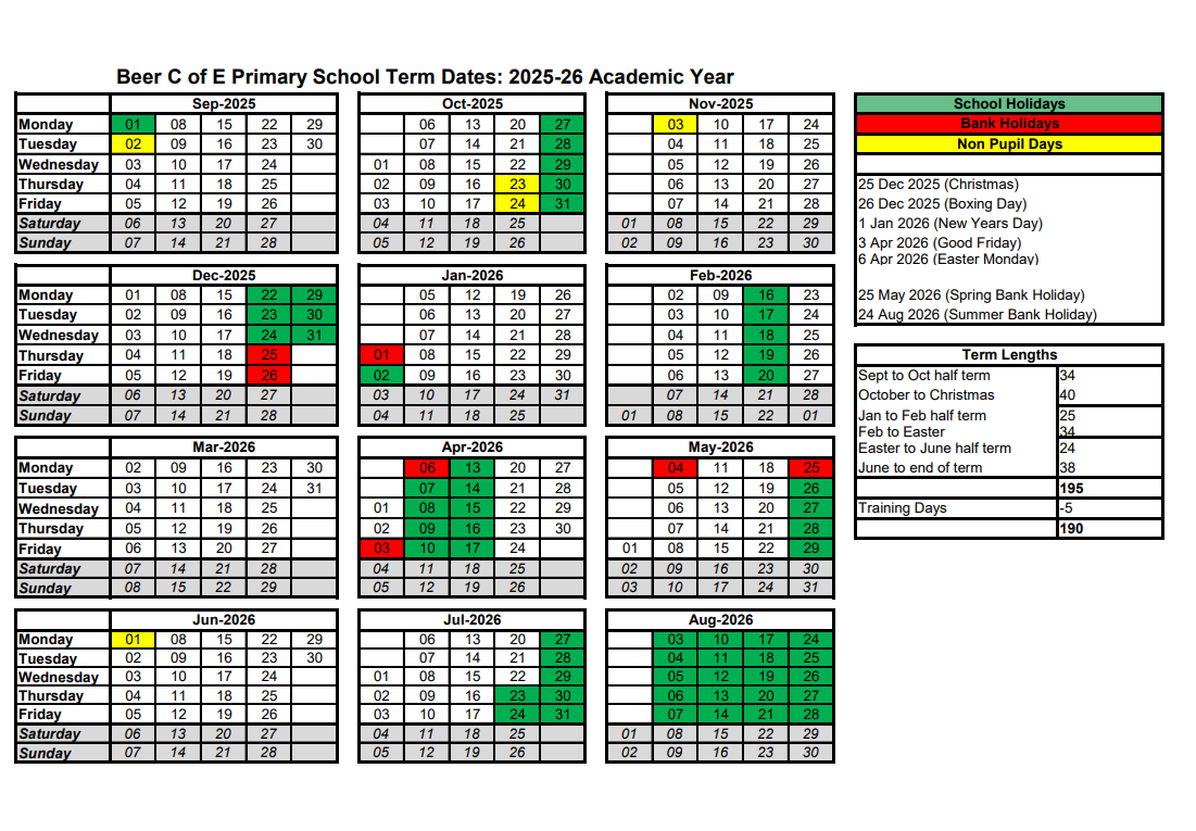 Term dates 25 26